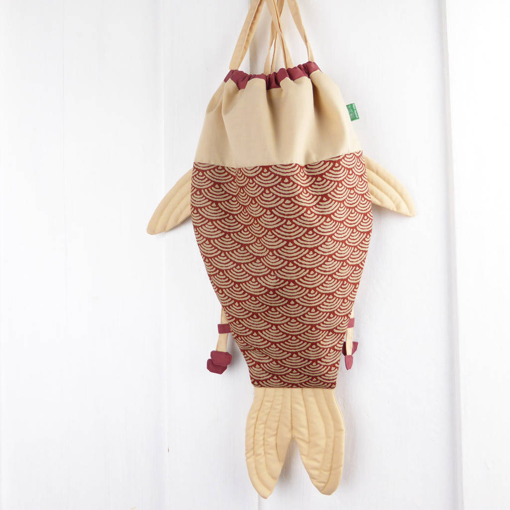fish shaped drawstring bag by petit mushyp