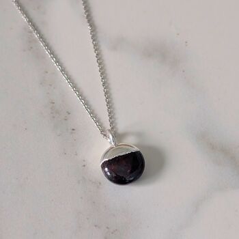 The Orb Garnet January Birthstone Necklace, Silver, 3 of 6