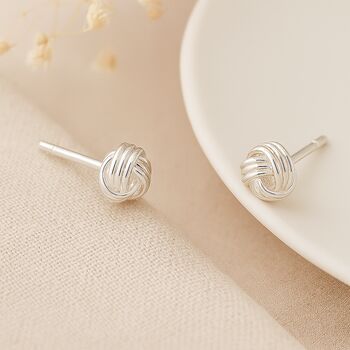 Sterling Silver Micro Love Knot Stud Earrings, 4 of 8