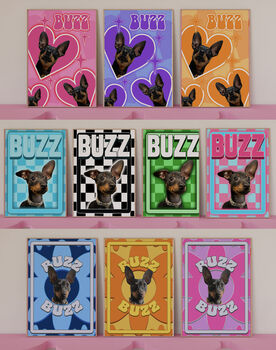 Custom Pet Cat Dog Portrait Groovy Print, 5 of 5