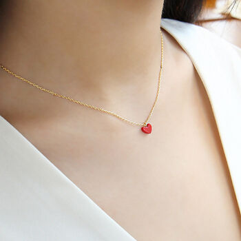 Gold Colour Sterling Silver Red Heart Pendant Necklace, 2 of 4