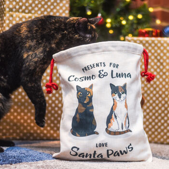 Personalised Cat Christmas Sack Small, 10 of 11