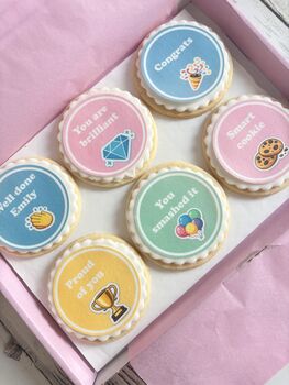 Personalised Congratulations Exam Results Biscuit Gift Box, 2 of 5