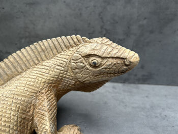 Hand Carved Wood Iguana Figurine 30cm Wood Animal Gift, 10 of 12
