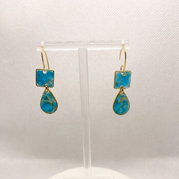 Turqoise Dainty Drop, Clay And Resin Earrings, 9 of 12