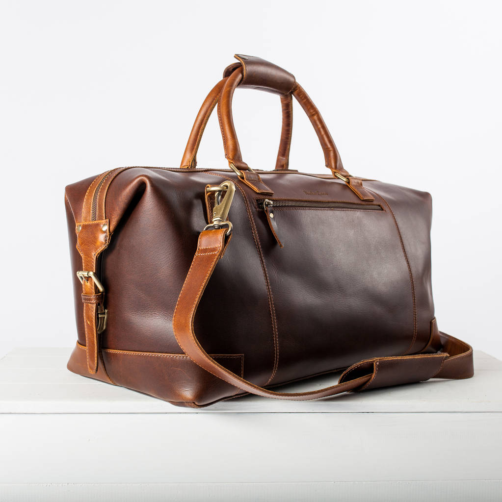 leather holdall weekend bag ‘aviator’ by niche lane ...