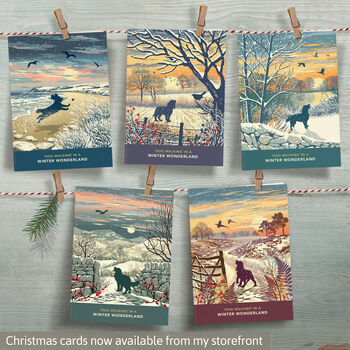 Spaniel Heathland Dog Walking Christmas Card, 4 of 9