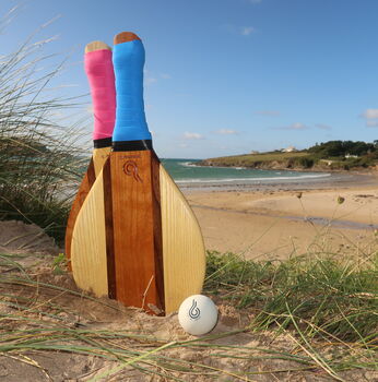 'The Holkham' Personalised Wooden Beach Bat Set, 6 of 8