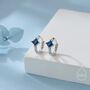 Sterling Silver Sapphire Blue Cz Crystal Huggie Hoop, thumbnail 1 of 11