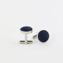 Woven Fabric Faced Cufflinks Navy Blue, thumbnail 1 of 4