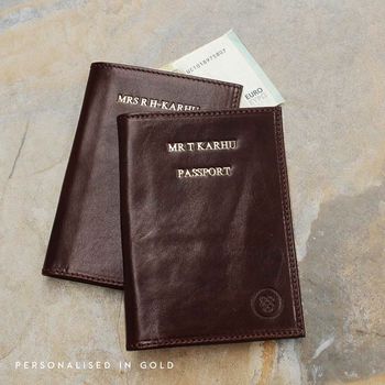 Personalised Mr And Mrs Leather Passport Holders Set, 10 of 12