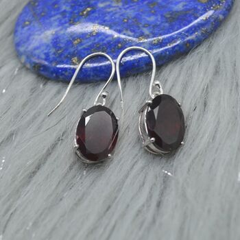 Garnet Earrings: Dangle Drop, Oval, January Birthstone, 7 of 11