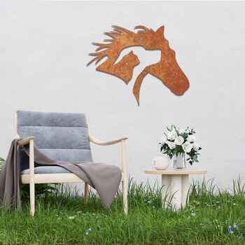 Rusted Metal Horse Dog Cat Scene Animal Wall Art, 7 of 10