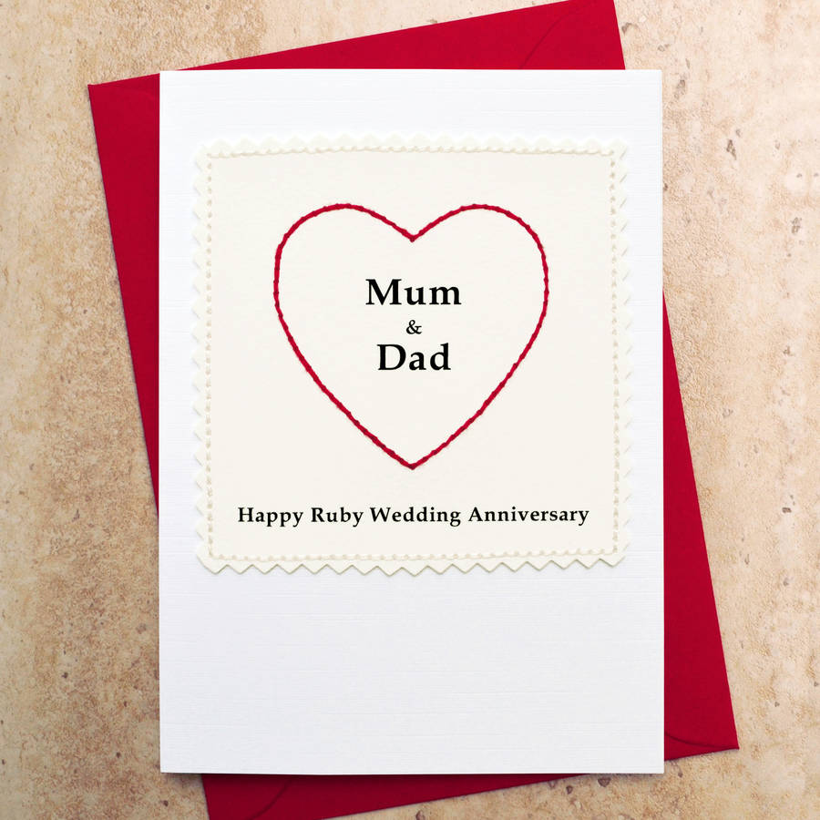 Ruby Wedding Anniversary Card 'Mum And Dad' By Jenny Arnott Cards & Gifts |  