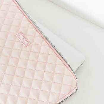 Quilted Marshmallow Pink Laptop Sleeve, 3 of 3