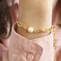 Gold Plated Chunky Chain Pearl Bracelet, thumbnail 1 of 8