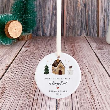 Custom First Christmas In New Home Ceramic Ornament, 6 of 7