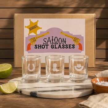 Engraved Country And Western Cowboy Shot Glasses, Set Of Three, 3 of 12