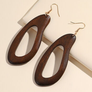 Oblong Wooden Dangle Earrings Gift, 2 of 4