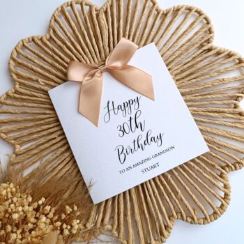 30th Birthday Luxury Bow Card, Choice Of Colours Handmade Bow, 2 of 4
