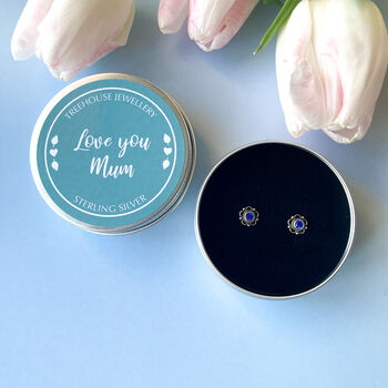 Vintage Style Blue, Silver Studs In Keepsake Tin, 3 of 10