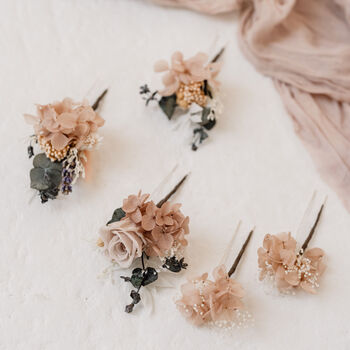 Tabitha Eucalyptus Dried Flower Wedding Hair Pin Set, 2 of 3