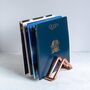 Solid Copper Vinyl Record Stand – Verdigris Green Patina Minimalist Rack, thumbnail 1 of 6