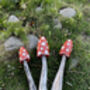 Set Of Three Wooden Red Mushrooms For Garden, thumbnail 5 of 10