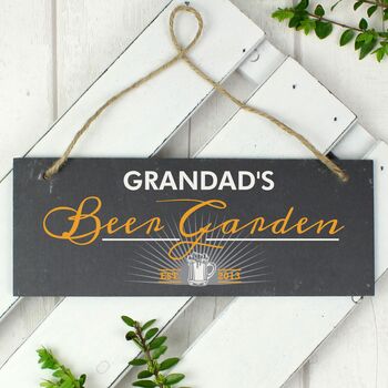 Personalised Beer Garden Printed Hanging Slate Plaque, 6 of 6