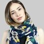 Peony Navy Flower Scarf, thumbnail 4 of 7