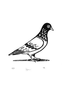 Pigeon A5 Linocut Print By Theodore Roberts, 5 of 5
