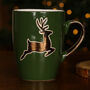 Set Of Four Forest Green Christmas Reindeer Mugs, thumbnail 6 of 7
