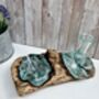 Molten Glass Mini Vase And Tealight Set On Teak Root Base, thumbnail 9 of 12