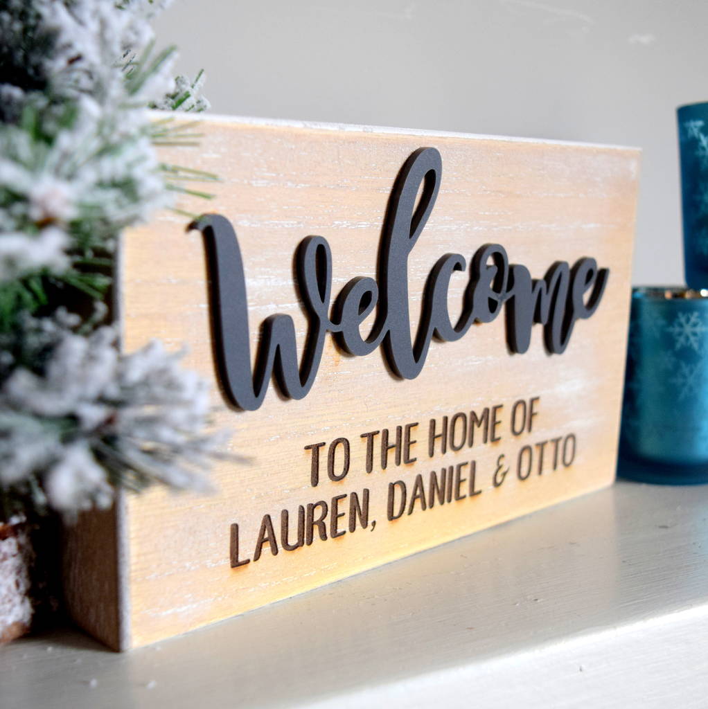 Personalised Home Wooden Block Sign By The Alphabet Gift Shop