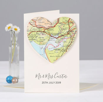 Personalised Map Location Heart Wedding Engagement Card, 11 of 12