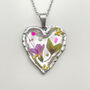 Silver Colour Heart Necklace With Pink Flowers, thumbnail 1 of 7