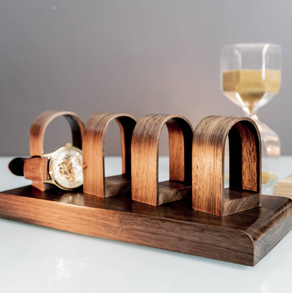 Luxury Walnut Quad Watch Stand Display Personalised, 1 of 4