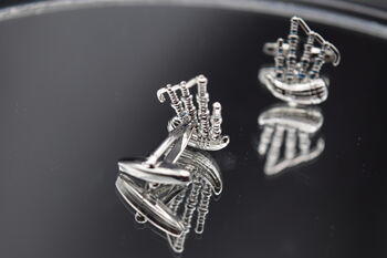 Bagpipe Silver Cufflinks Gift For Musicians 316 L Stainless Steel, 3 of 6