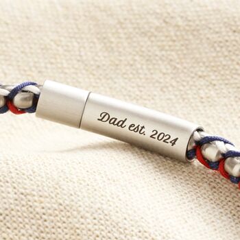 Personalised Men's Stainless Steel Bracelet In Red White And Blue, 2 of 2