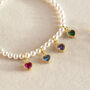 Pearl Bracelet With Family Birthstone Hearts, thumbnail 7 of 11