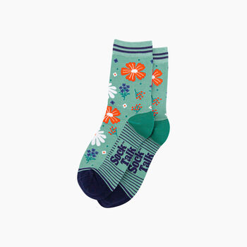Wildflowers Bamboo Socks In Green, 4 of 4