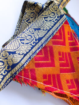 Upcycled Sari Flags, Handmade Bunting, Sari Fabric, 6 of 10