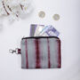 Tie And Dye Grey And Maroon Silk Zipped Pouch Bag, thumbnail 1 of 4