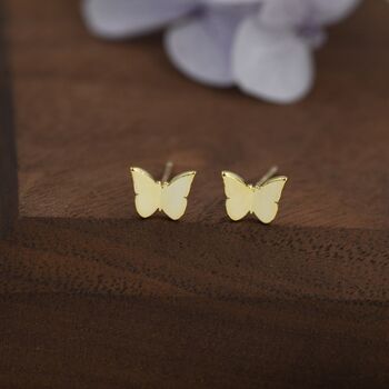Sterling Silver Small Pair Butterfly Stud Earrings, 2 of 12