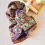 Fine Wool Pashmina Purple Print Scarf, thumbnail 8 of 11