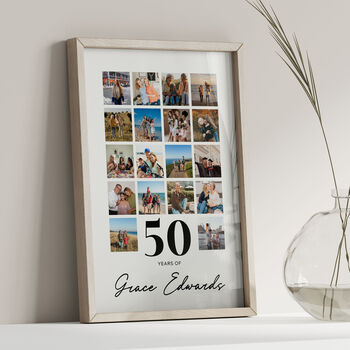 Personalised 50th Birthday Gift, Custom Photo Collage, 3 of 6