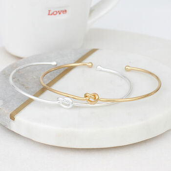 Sterling Silver Or 18ct Gold Plated Love Knot Bangle, 2 of 3