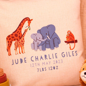 Personalised Baby Animal Cushion Gift For Newborn, 4 of 4
