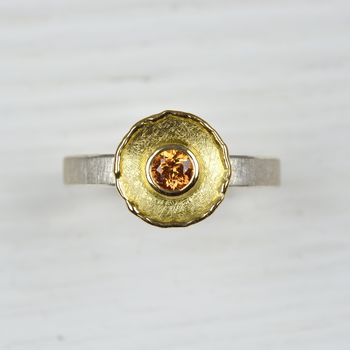 Silver And 18ct Gold Mandarin Garnet Ring, 2 of 3