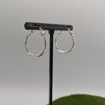 Midi Organic Sterling Silver Hoop Earrings, 4 of 4